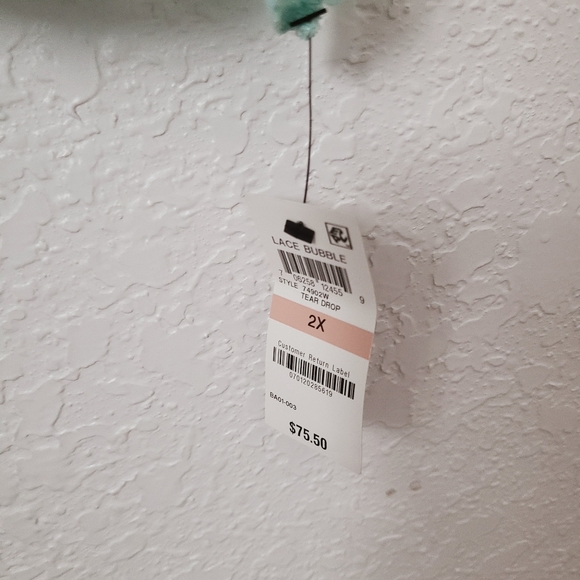 Alfani NWT Tear Drop Seafoam Green Lace Blouse Top - Picture 3 of 8